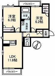 ベレオ東久万 2LDKの間取図画像