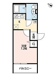 アリッサム 1Kの間取図画像