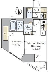 プライマル元浅草 2階1LDKの間取り