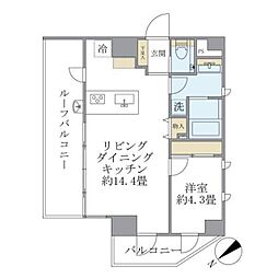 東京メトロ銀座線 溜池山王駅 徒歩3分の賃貸マンション 13階1LDKの間取り