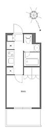 アジールコート東大井 4階1Kの間取り
