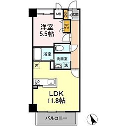 ベルファミーユ高根台II 2階1LDKの間取り