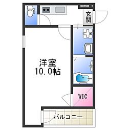 フジパレス桃谷 2階1Kの間取り