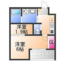 堺市堺区大浜北町2丁マンション 2Kの間取図画像