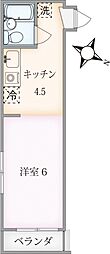 ロワール駒沢 1DKの間取図画像
