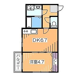 サンアーク北野田 1DKの間取図画像