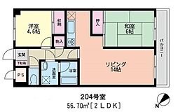 グリーンキャッスル市ヶ尾 2LDKの間取図画像