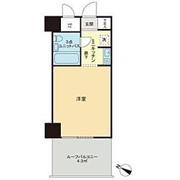 ライオンズマンション横浜長者町南 ワンルームの間取図画像