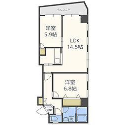 エムロード平尾 2LDKの間取図画像