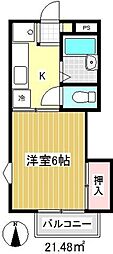 希林館 1Kの間取図画像