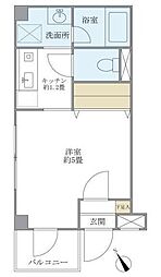 キバサンフラット 1階1Kの間取り
