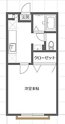 メゾンドール21 2階1Kの間取り