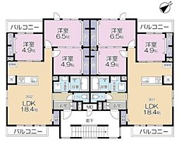 Ｃａｍｐａｎａ Ｏｔａｋａｎｏｍｏｒｉ 3階3LDKの間取り