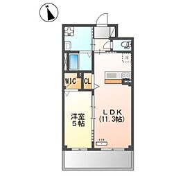 ブロッサム 3階1LDKの間取り