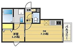 仮称）中央区伊崎Ｃ棟 2階1DKの間取り