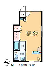 パインヒル12 1階ワンルームの間取り