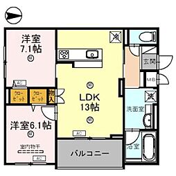 Osaka Metro御堂筋線 江坂駅 徒歩6分の賃貸マンション 5階2LDKの間取り
