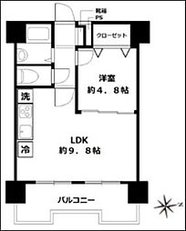 マリンシティダイヤモンドパレス 1LDKの間取図画像