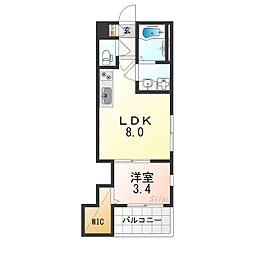 JR山陰本線 花園駅 徒歩10分の賃貸アパート 1階1LDKの間取り