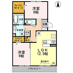 ラファミーユ 2LDKの間取図画像