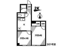 ヒルズハウス塚田 2Kの間取図画像