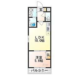 ソリティア梅小路 1LDKの間取図画像
