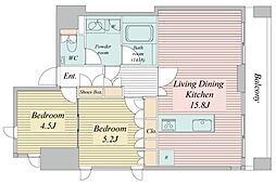 プロスペクトKALON三ノ輪 2LDKの間取図画像