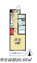 S-RESIDENCE本中山aloria 1階1Kの間取り