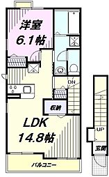 アティード 2階1LDKの間取り