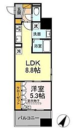 D-ROOM千葉中央 8階1LDKの間取り