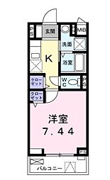 京急本線 大森町駅 徒歩12分の賃貸マンション 2階1Kの間取り