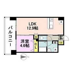 shostyleHAKATA 1LDKの間取図画像