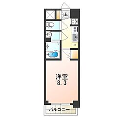 近鉄南大阪線 北田辺駅 徒歩7分の賃貸マンション 9階1Kの間取り