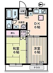 ハイムエムティ1 2DKの間取図画像