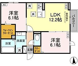 グラナーデ鹿浜 2LDKの間取図画像