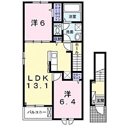 グランディール 2階2LDKの間取り