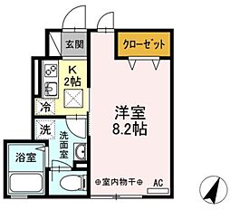 エクセル・フラット 1Kの間取図画像