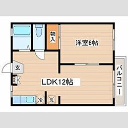 JR中央線 武蔵小金井駅 徒歩17分の賃貸アパート 2階1LDKの間取り