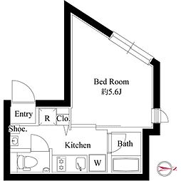 グラングレイスひばりヶ丘 2階1Kの間取り