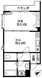 グリュックヴォーネン 3階1DKの間取り