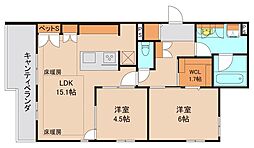 ソフィア南流山 3階2LDKの間取り