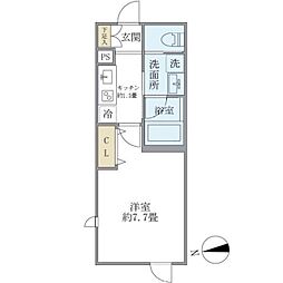 ミューズ新小岩 2階1Kの間取り