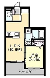 ムジカ東船橋 1LDKの間取図画像