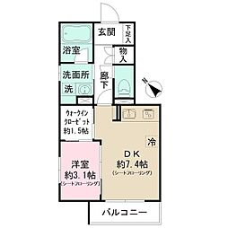 ウィステリア高井戸 1階1LDKの間取り