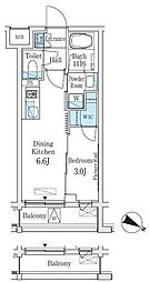 イプセ東高円寺 1階1DKの間取り