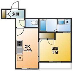京王相模原線 京王堀之内駅 徒歩16分の賃貸マンション 2階1DKの間取り