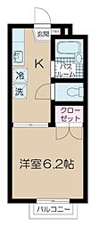 メゾンシーマ 2階1Kの間取り