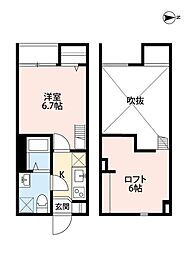 エクル中芝町 1階1Kの間取り