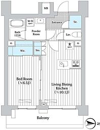プレール・ドゥーク新宿ウエスト 7階1LDKの間取り