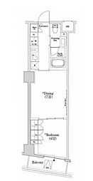 ザ・パークハビオSOHO市谷左内町 1DKの間取図画像